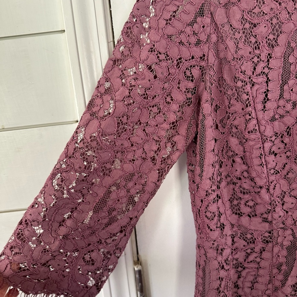 Talbots Mauve Lace Sheath cocktail/wedding Midi Dress - Picture 4 of 6